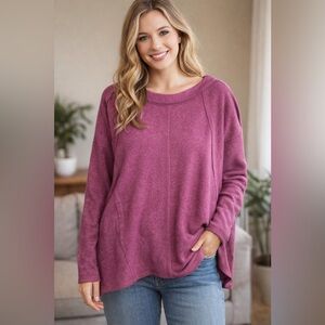 Zenana NEW Exposed Seam Crew Neck Sweatshirt